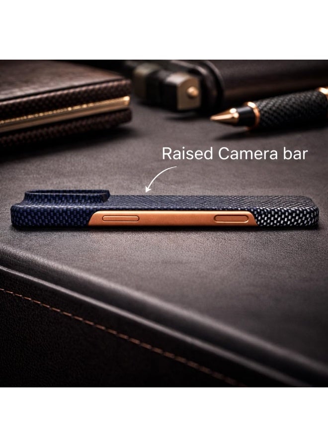 فوني Phoni Ultra Slim Magnetic Case for iPhone 17 Pro, Compatible with MagSafe, Thin Lightweight Design Phone Case, Carbon Fiber Style, Raised Camera Protection (Azure – Blue Carbon) - Image 4